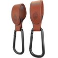 thumbnail image 1 of Brown Stroller Hooks - Premium Leather Style Stroller Clip Straps, 1 of 5