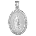 thumbnail image 1 of Sterling Silver St Guadalupe & Sacred Heart of Jesus Necklace Double sided Medal 7/8 inch Oval 24 inch Box_19, 1 of 5