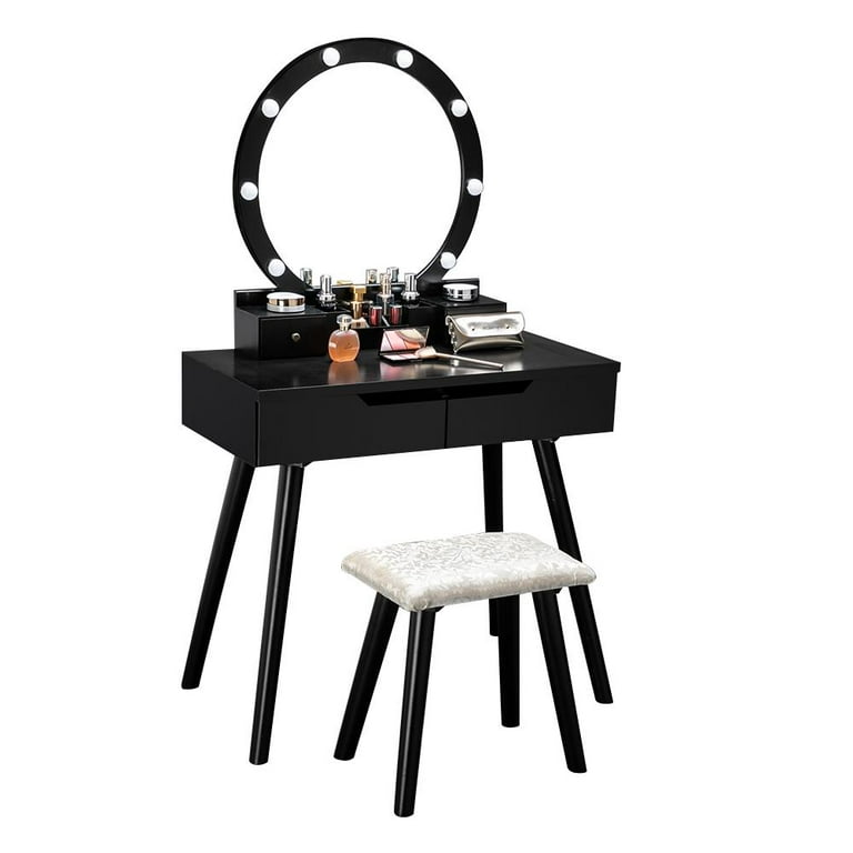 Ktaxon vanity set with cheap round lighted mirror