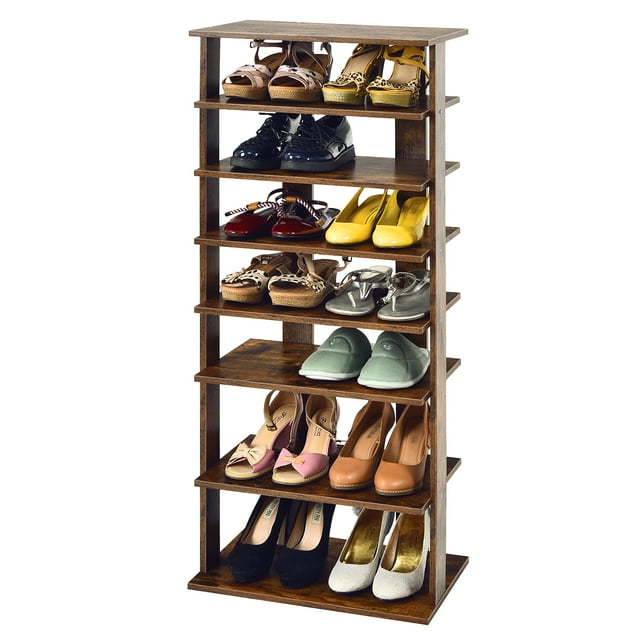 Patiojoy 7-Tier Shoe Rack Free Standing Shelf Storage Modern Shoe Rack Organizer Brown
