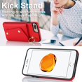 thumbnail image 3 of ShellTech for iPhone 7 Plus/8 Plus Case with Card Holder and Strap - Zipper Pocket,Crossbody Lanyard Strap,Credit Card Holder,Stand Ring,Cute Phone Wallet Case for Women,Red, 3 of 11
