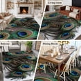 thumbnail image 5 of Peacock Feather Area Rugs 5'x8', Washable Small Throw Rugs for Classroom Bedroom, Teal Blue Bird Feather Modern Art Printed Indoor Outdoor Rug Non-Slip Low Pile Carpet Runner Reversible Floor Mats, 5 of 8