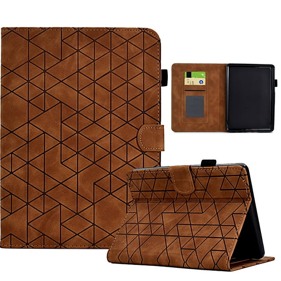 Embossed Folio Flip Smart Case for Kindle Paperwhite (11th Generation) 2021, Premium PU Leather Kickstand Card Slots Magnetic Auto Sleep / Wake with Pen Slot Case for Paperwhite 2021, Brown