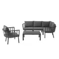 thumbnail image 1 of Lounge Sectional Sofa Chair Set, Aluminum, Metal, Steel, Grey Gray, Modern Contemporary Urban Design, Outdoor Patio Balcony Cafe Bistro Garden Furniture Hotel Hospitality, 1 of 10