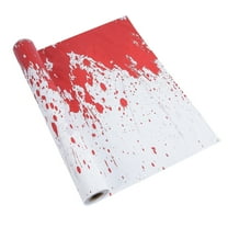 40" x 100 Ft. Halloween Horror Party Red & White Disposable Plastic Tablecloth Roll