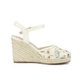 thumbnail image 3 of BLISSFUL STEP Women's Espadrille Platform Closed Toe Lace Wedge Heel Sandals White Green 9.5, 3 of 6
