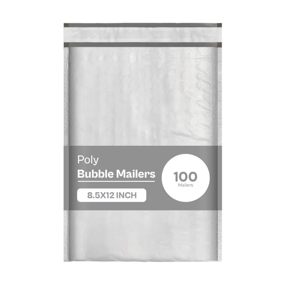 SSBM #2 Poly Bubble Mailers 8.5" x 12" 100 Pack White Waterproof Padded Envelopes for Secure Shipping