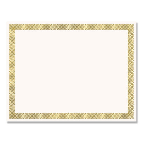 Foil Border Certificates, 8.5 x 11, Ivory/Gold with Braided Gold Border, 12/Pack Foil Border Certificates, 8.5 x 11, Ivory/Gold with Braided Gold Border, 12/Pack