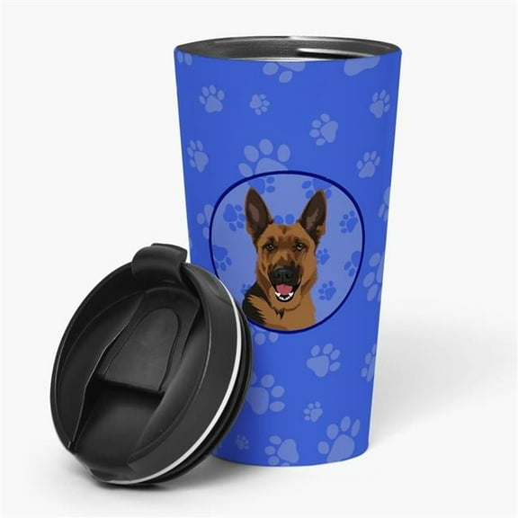 Carolines Treasures WDK1102TBL215 7.25 x 3.5 in. Unisex German Shepherd Black & Tan No.2 Stainless Steel 16 oz Tumbler, Blue