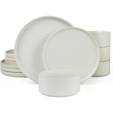 12-Piece Matte White Ceramic Dinnerware Set Chip Resistant Dishwasher Microwave Safe Gift