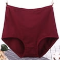 thumbnail image 2 of Lumtrix Cotton Panties for Women High Waisted Full Coverage Stretch Briefs Soft Breathable Underwear Wine 6XL, 2 of 3