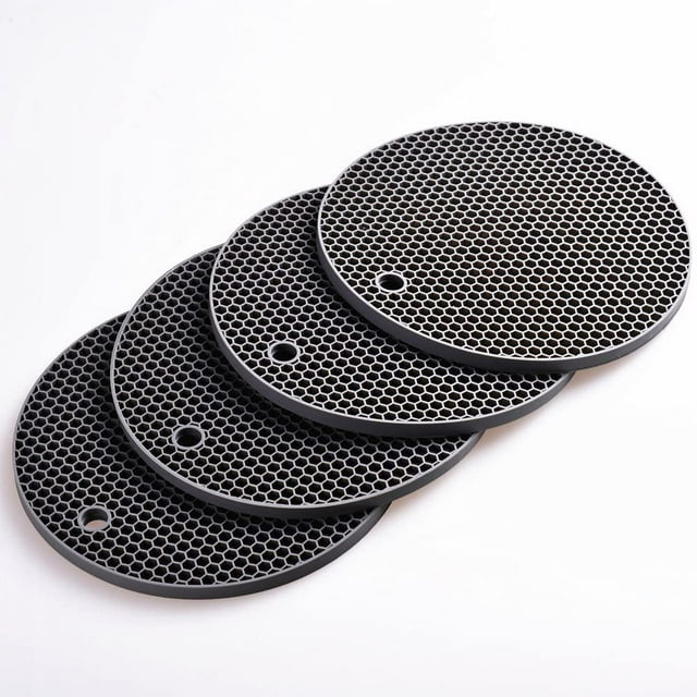 DAMAIE 4pcs Silicone Mat for Hot Pots and Pads, Multipurpose Hot Pot Holders, Heat Resistant Counter Mats for Hot Dishes, Drying Mats, Spoon Rest and Large Coasters