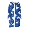 thumbnail image 6 of Women's Christmas Printed Long Sleeve Hooded Sweatshirt Jacket with Drawstring and Zipper Pockets, Fashionable Casual Wear for Fall and Winter,Blue,L, 6 of 6
