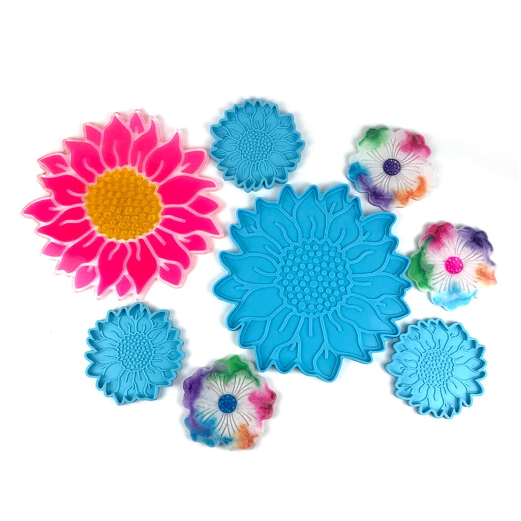 WINDLAND 5 Pcs for Sun Flower Tray Epoxy Resin Mold DIY Serving Plate Casting Silicone Mo