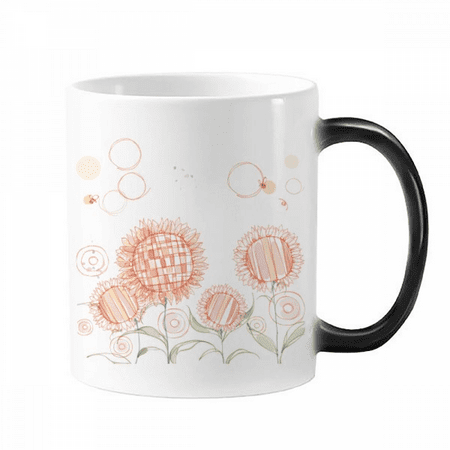 

Hand Painted Flower Sunflower Honeybee Changing Color Mug Morphing Heat Sensitive Cup With Handles 350ml