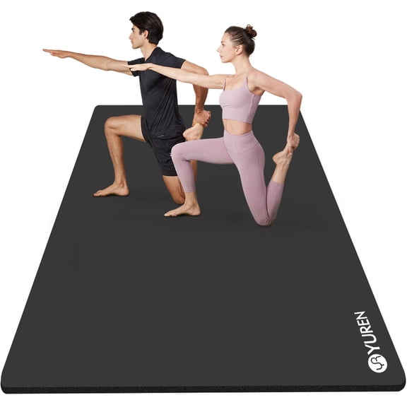 YR Extra Large Thick Yoga Mat 78"x51" 10mm High Density NBR Exercise Mats for Home Gym, Black