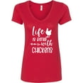 thumbnail image 3 of Inktastic Life is Better with Chickens Women's V-Neck T-Shirt, 3 of 5