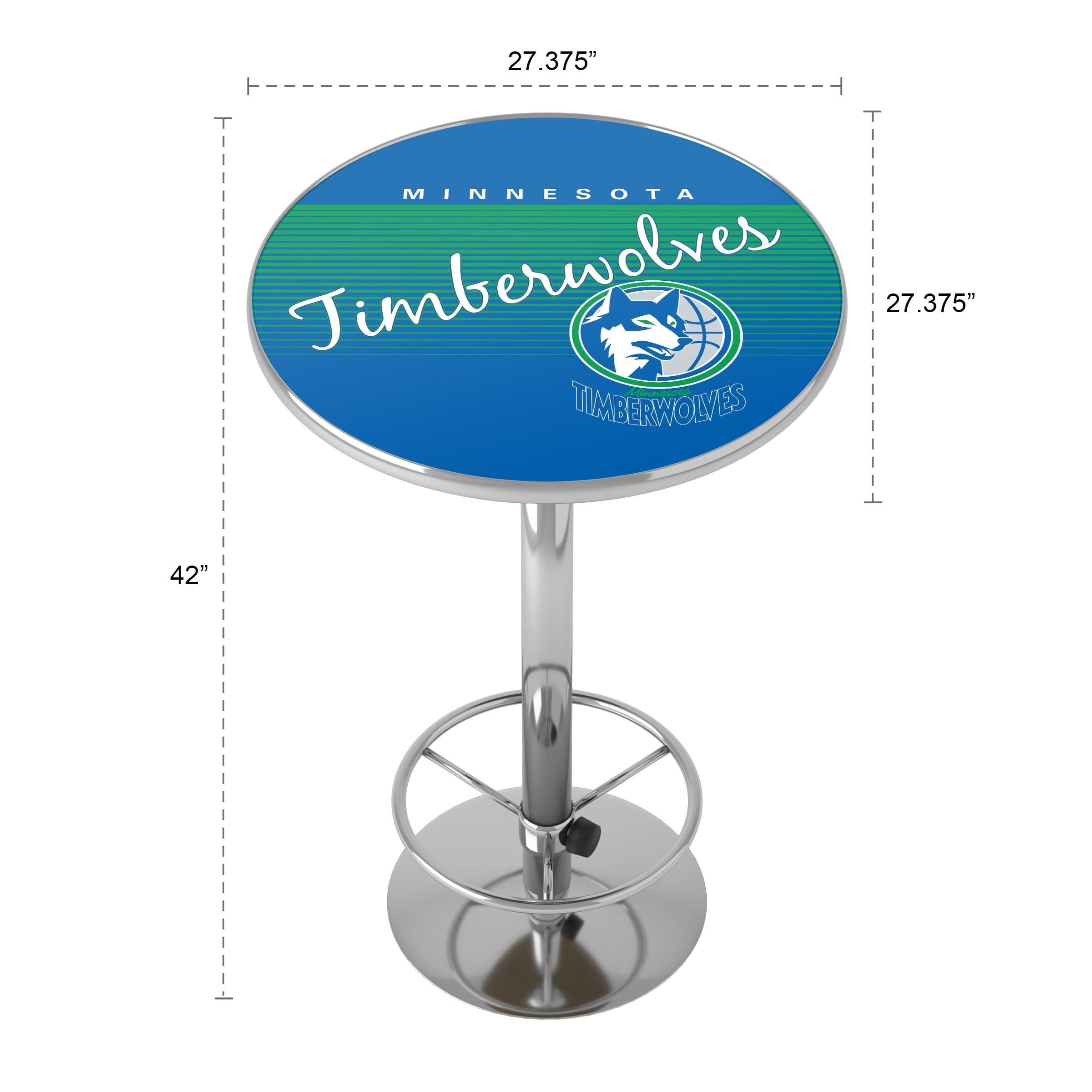 Minnesota Timberwolves Hardwood Classics Bar Table with Adjustable Footrest and Acrylic Top
