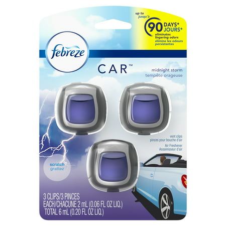 Febreze Car Air Freshener Vent Clips, Midnight Storm, 3 (Best Automotive Air Freshener)