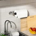 thumbnail image 4 of Paper Towel Holder Under Cabinet, One-Handed Tear, Wall Mount, Adhesive, Stainless Steel, Silver, Paper Roll Holder with Ratchet Mechanism for Kitchen Bathroom Farmhouse Essentials Decor Accessories, 4 of 5