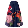 thumbnail image 4 of Clearance! Baberdicy Womens High Waist Floral Print Skirts Beach Midi Long Skirt with Pockets, Dark blue, 4 of 5