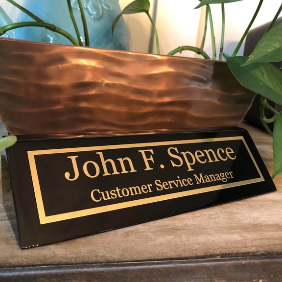 Gloss Black Piano Finish Desk Name Plate