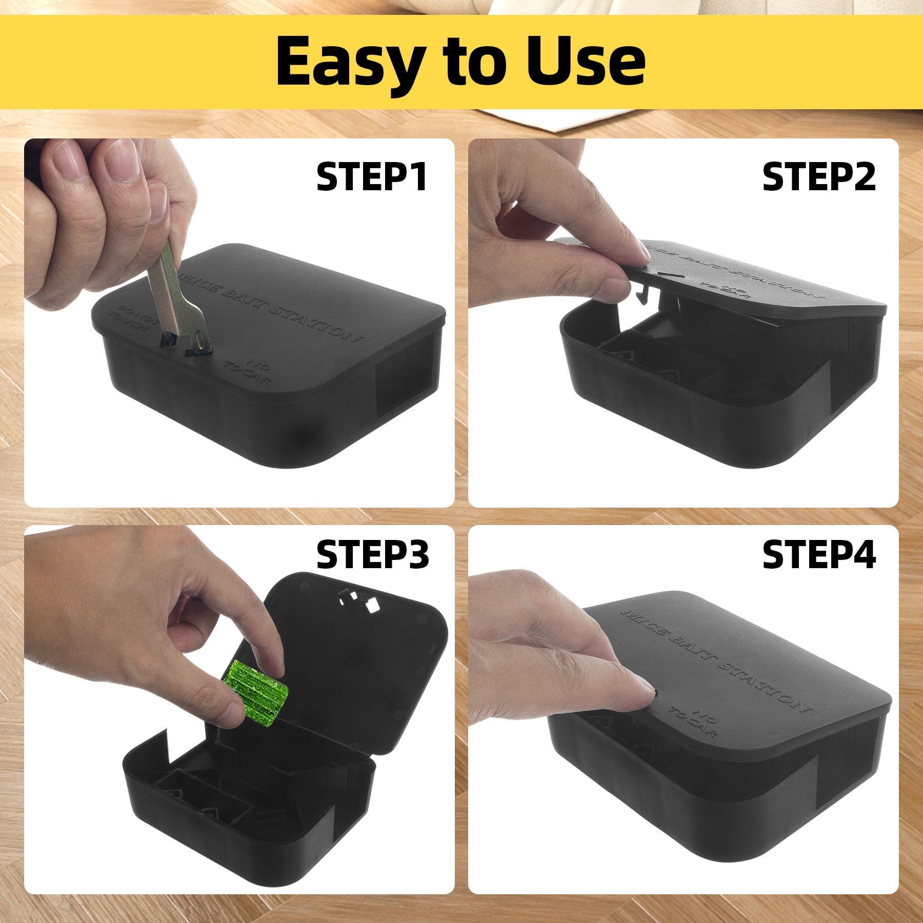 Jahy2Tech Mouse Stations, 6-Pack Keyless Design Safer Control Mouse Stations for Child & Pet Safety Indoor