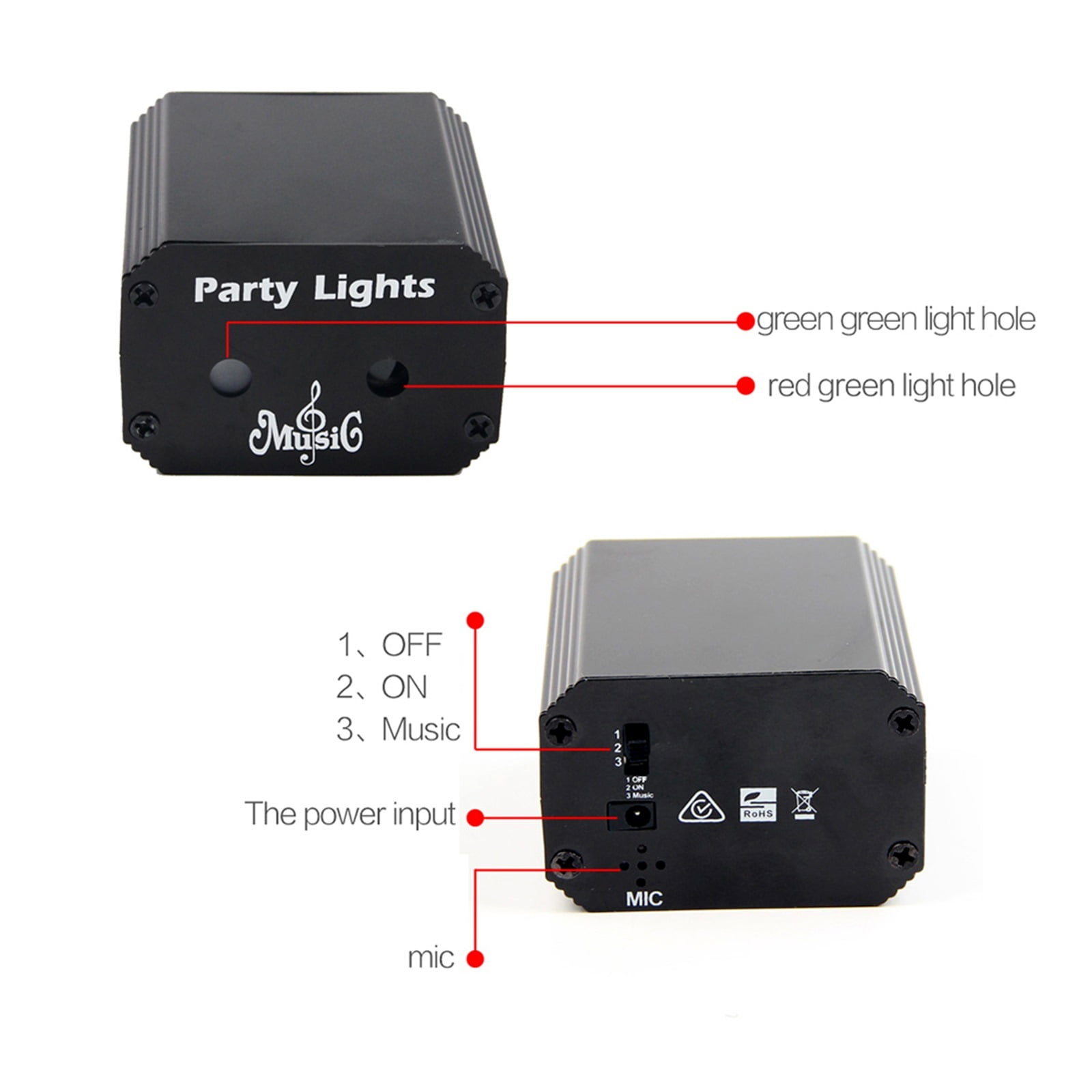 32 Pattern Stage Lighting Disco DJ Party Lights Beam Strobe Lamp Mini USB for Home Birthday Halloween KTV Bar Christmas