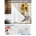 thumbnail image 3 of No Hook Cloth Fabric Shower Curtain with Snap in Liner, Botanical Sunflowers Waterproof Shower Curtains Set with See Through Top Window, Summer Blossom Flowers Floral Bath Curtains Shower 60"x72", 3 of 6