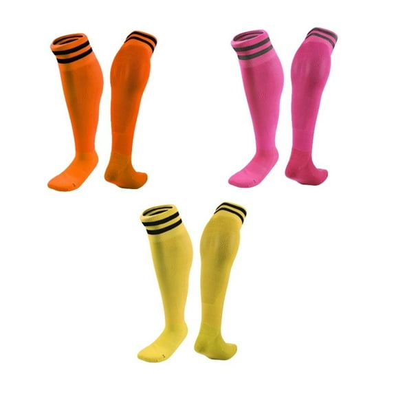 Lian LifeStyle 3 Pairs Knee High Sports Socks for Soccer, Softball, Baseball, Soccer, and Many Other Sports XL002 Size S Orange,Rose,Yellow