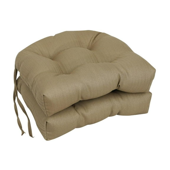 Blazing Needles 16-inch Spun Premium Outdoor U-shaped Tufted Chair Cushions (Set of 2) 916X16US-T-2CH-PO-010