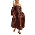 thumbnail image 1 of Fortune Robe Bohème pour Femme Décontractée à Manches Bouffantes, Robes Brodées à Fleurs, Robe Midi Fluide à Volants Boho, 1 of 9