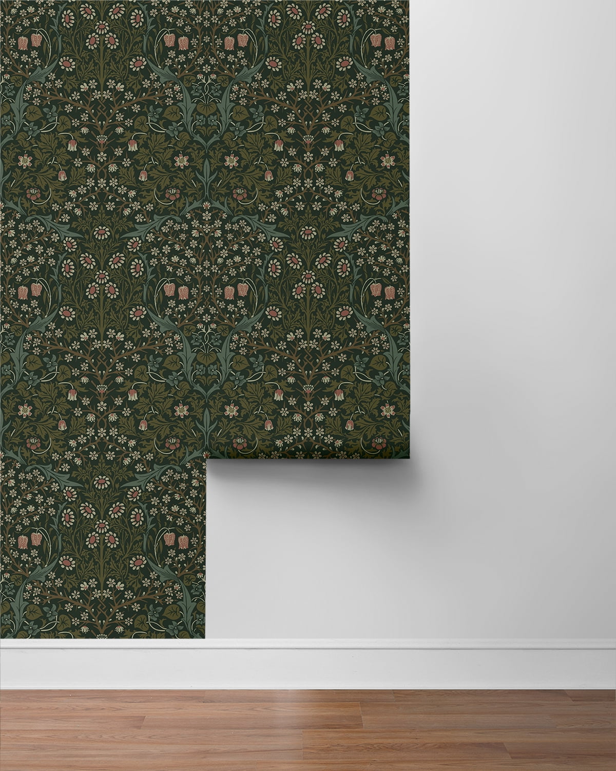 Seabrook Designs Greenery Victorian Garden Floral Prepasted Wallpaper - 20.9 in. W x 33 ft. Roll
