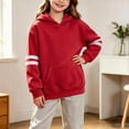 thumbnail image 5 of Vmberlty Hoodies for Girls 2-14 Years Old, Striped Sleeve Pullover Hoodie with Kangaroo Pocket, Loose Drop Shoulder Kids Casual Sport Sweatshirts, 5 of 6