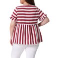 thumbnail image 4 of DARING DIVA Women's Plus Babydoll Ruffle Peplum Top 2X Red White, 4 of 6
