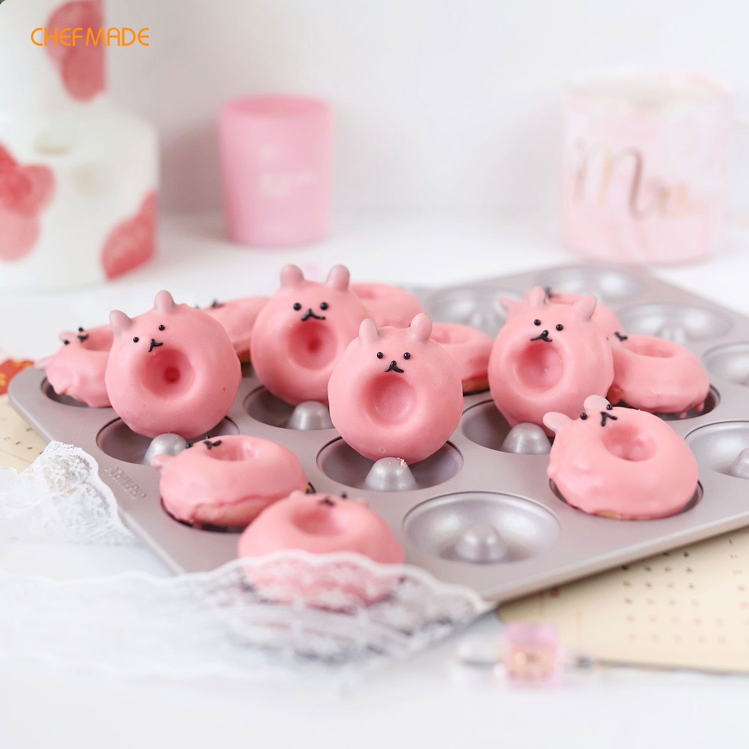 Chefmade Donut Shaped Cake Tin Chefmade Non-Stick Cup Heart Shape