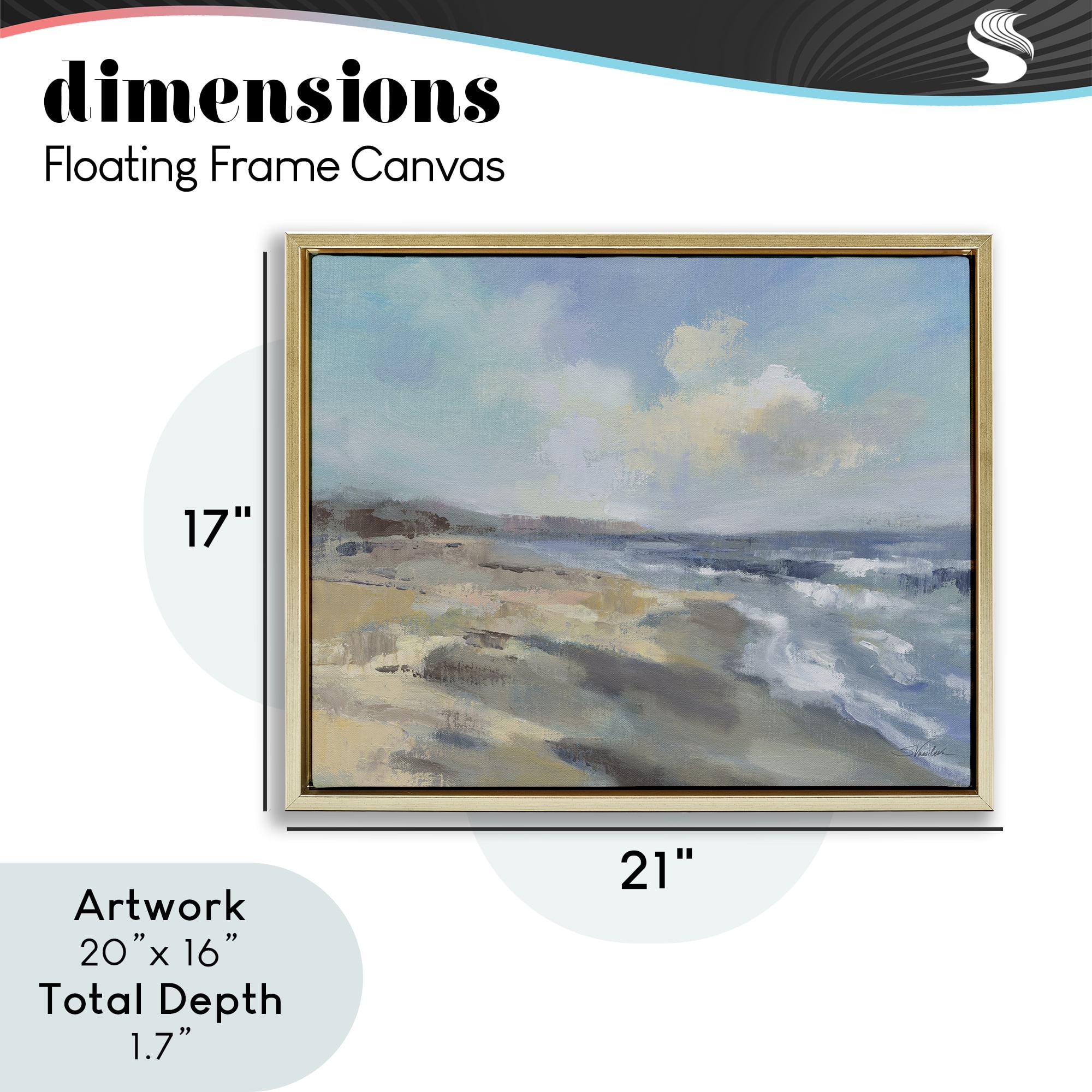Stupell Industries Serene Morning Beach Waves Gold Framed Floater Canvas Wall Art, design by Silvia Vassileva