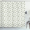 thumbnail image 1 of Olive Shower Curtain, Pattern of Hexagons and Leafy Branches Scattered, Fabric Bathroom Set with Hooks, 69W X 84L Inches Extra Long, Olive Green Apple Green Cocoa White, by Ambesonne, 1 of 2