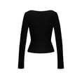 thumbnail image 7 of Perfectbot Women's Square Neck Fitted T-Shirt Long Sleeve Crop Ruched Waist Stretchable Basic Tee Shirt, 7 of 7