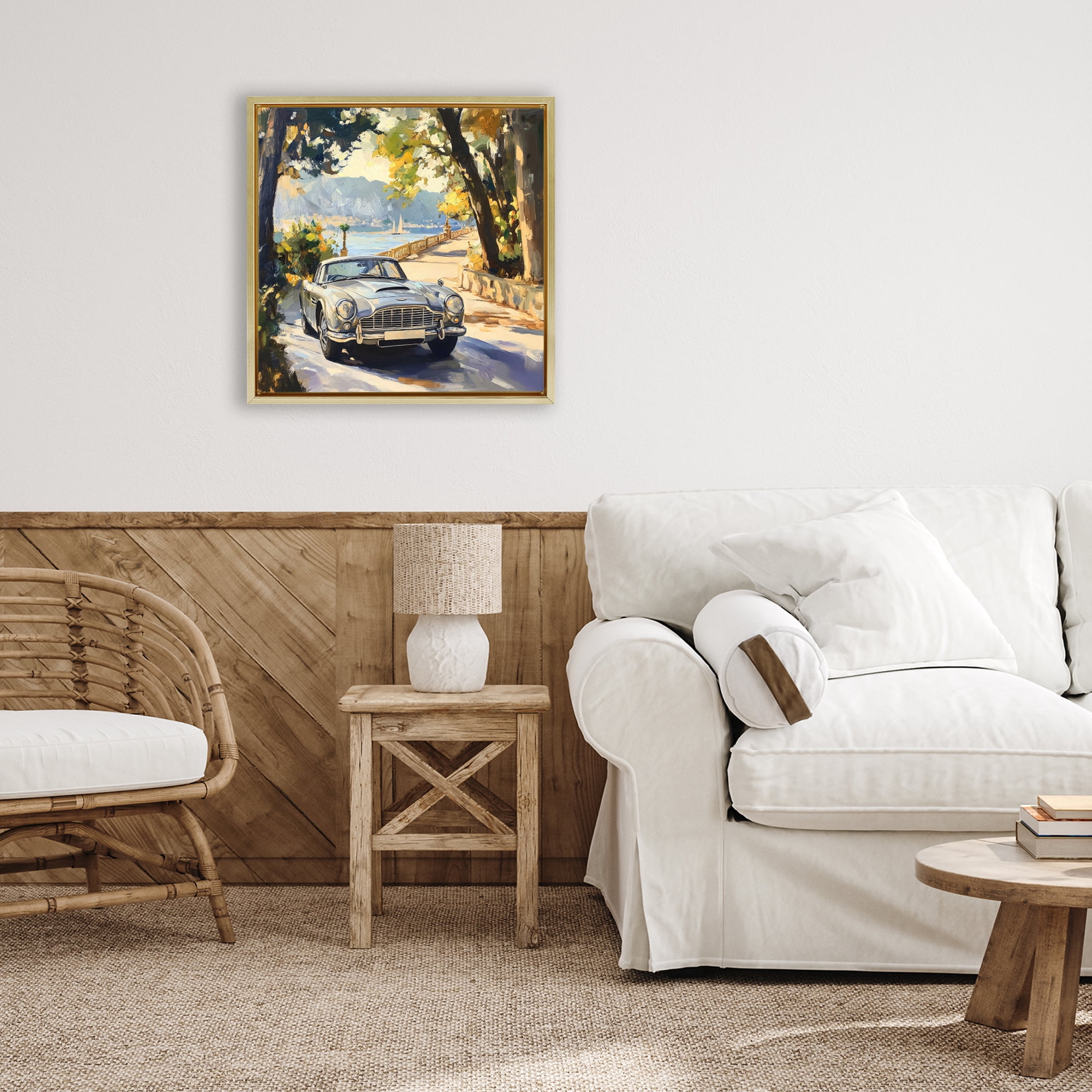 Stupell Industries Classic View of Seaside Drive Gold Framed Floater Canvas Wall Art, design by Creative Studio