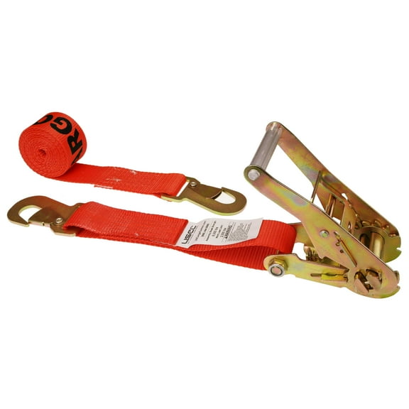 2" x 8' Red Car Tie Down Strap w/ Flat Snap Hooks