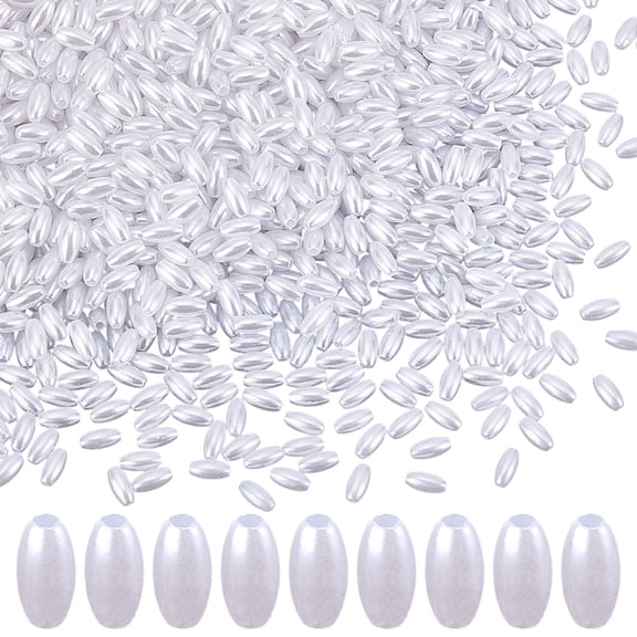 1400Pcs Imitation Pearl Beads Bulk Oval Pearl Loose Beads Oat Rice Shape Pearls Spacer Bead Small Craft Pearls Bead White for DIY Bracelet Necklace