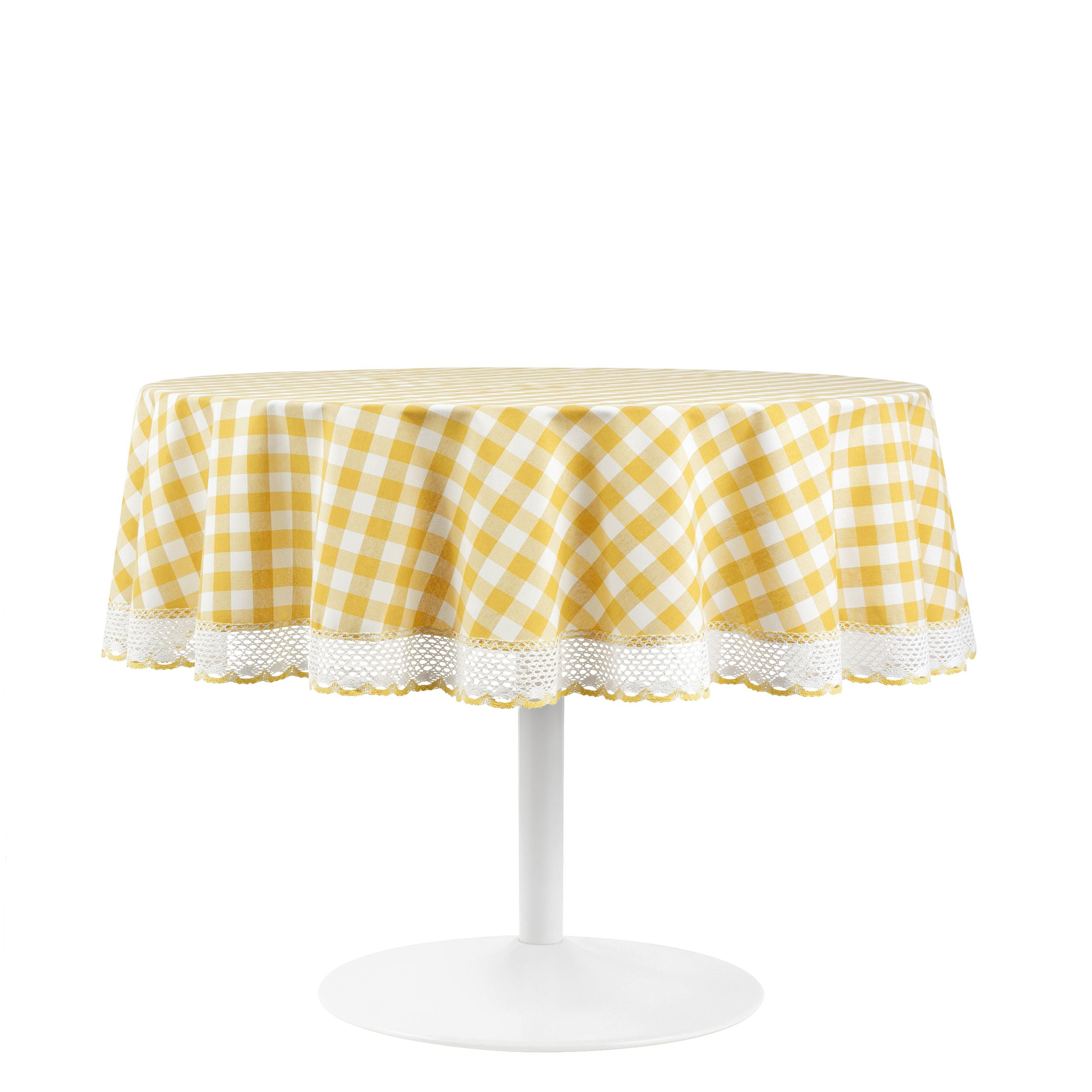 Buffalo Check Round Tablecloth Yellow 70 in
