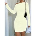 thumbnail image 6 of Women'S Off-The-Shoulder Long-Sleeved Ruffled Bodycon Cocktail Mini Dress Apricot M, 6 of 10