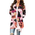 thumbnail image 2 of Women Halloween Open Front Cardigan Long Sleeve Pink Pumpkin Witch Hat Print Loose Fall Casual Outerwear, 2 of 7
