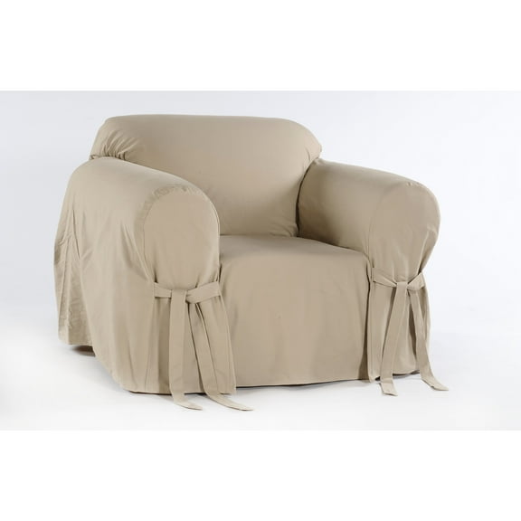 Classic Slipcovers Twill one piece chair slipcover Khaki