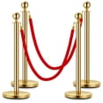 thumbnail image 1 of 4PCS Stanchion Posts Queue with Red Velvet Rope, 5 FT Red Carpet Ropes and Poles, Crowd Control Barriers Queue Line Rope, Barriers, 1 of 4