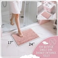 thumbnail image 3 of TJOUL Bathroom Rugs Non Slip Washable - Ultra Soft Absorbent Chenille Bath Mat, Quick Dry Shaggy Floor Carpet for Tub Shower, Silver Home Decor Accessories, 24x17 Inch(Light Pink), 3 of 9