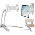 thumbnail image 1 of ShenMo 1 silver gray lazy kitchen tablet wall mount bracket, universal 2 in 1 kitchen wall mount foldable tablet bracket support adjustable lazy tablet phone bracket for kitchen desk top reading, 1 of 5
