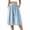 Light Blue, variant on Womens Elastic Gathered High Waist Wide Leg Culotte Capri Pants With Side Inset Pockets Loose Flow Fit Solid Color Breathable Casual Cropped Daily Bottoms